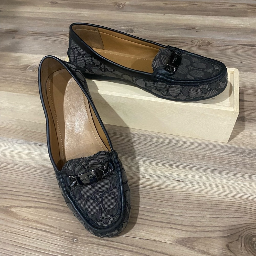 Coach Black Patterned Loafers